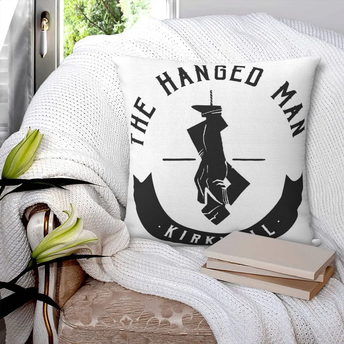 The Hanged Man Pub Logo Dragon Age Square Pillowcase Pillow Cover Polyester Cushion Decor Comfort Throw Pillow for Home Bedroom