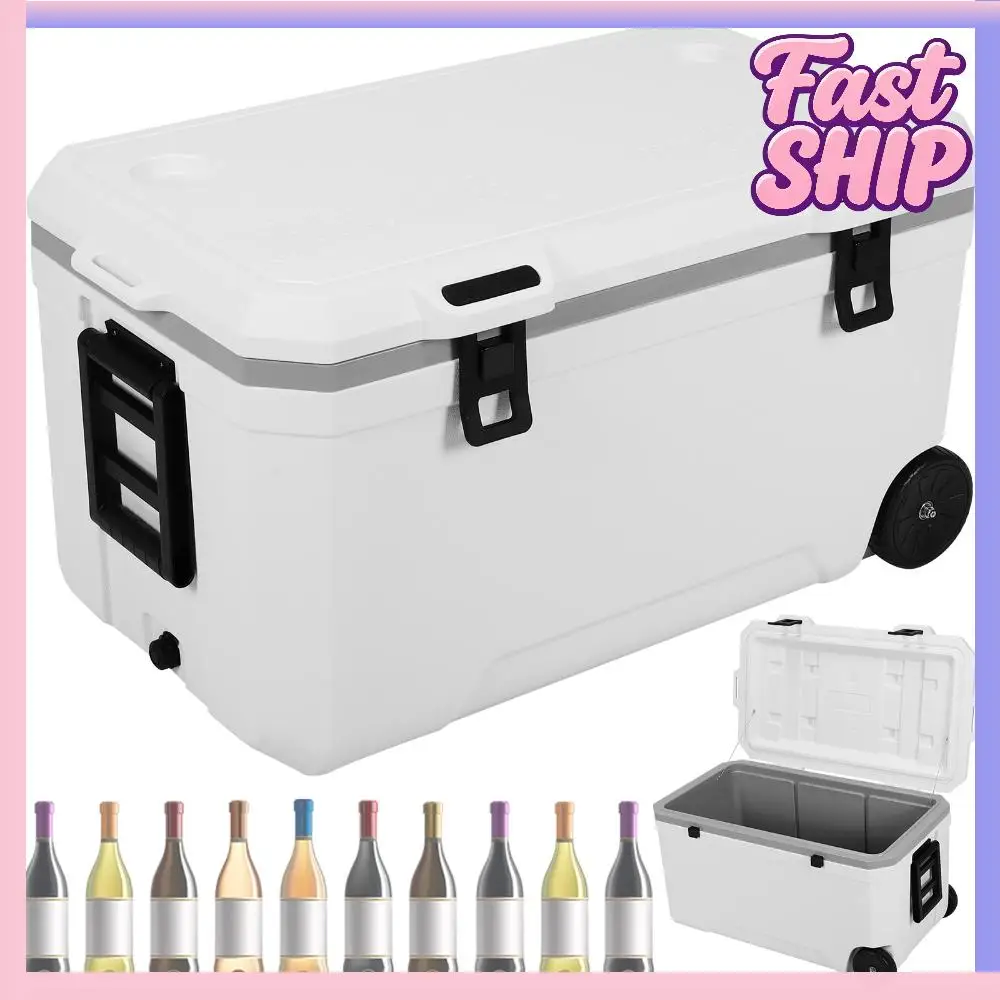 

Портативный изотермический контейнер на колесах 120 л с колесиками, герметичный, большой емкости, для пляжа, кемпинга, пикников и многого другого