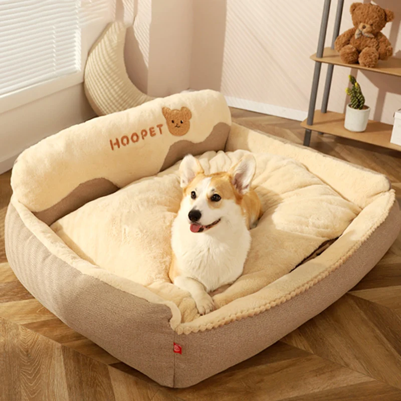 Imagem -03 - Cama de Cachorro Removível e Lavável Hoopet Universal Pet Dormiring Cat Nest Quente Cão Grande Cabelo Dourado Keji Sazonal Inverno