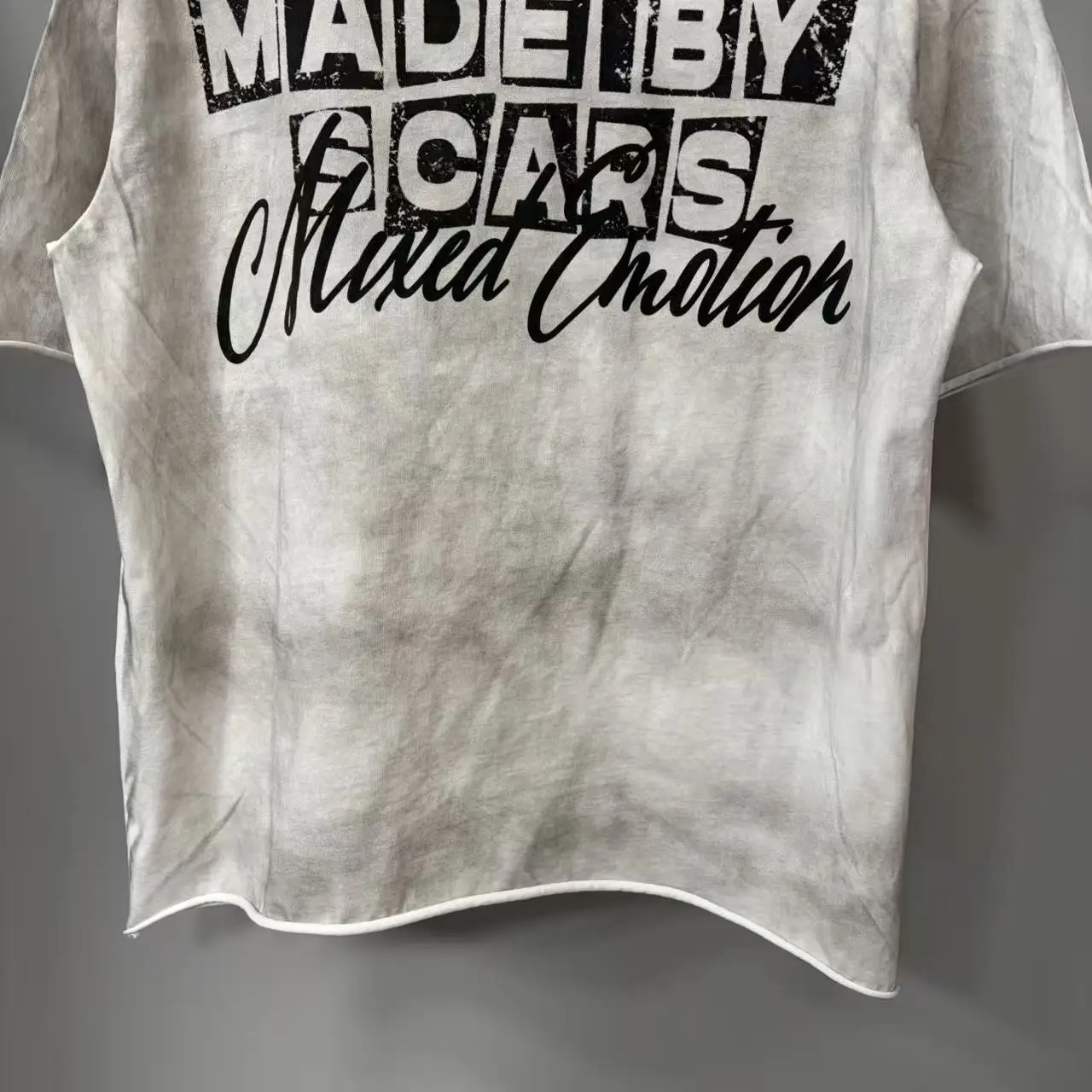 141# New fashion trend brand MIXEDEMOTION printing Shirt Streetwear Cotton Loose Round Neck Oversized Tee Top men t-shirt