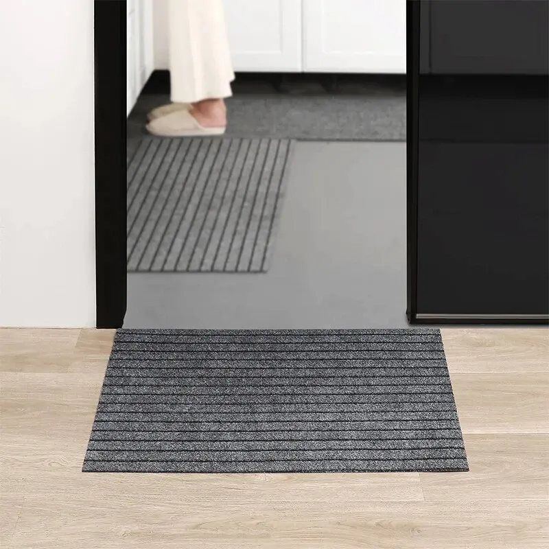 Modern Minimalist Square Floor Mat - Durable, Stain/Fade Resistant, Non-Slip Rubber Backing, Machine Washable for Indoor/Outdoor