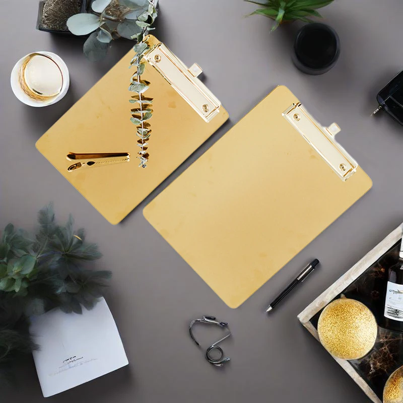 

Металлический золотой буфер обмена A4 A5 A6 из нержавеющей стали для офисных файловых документов