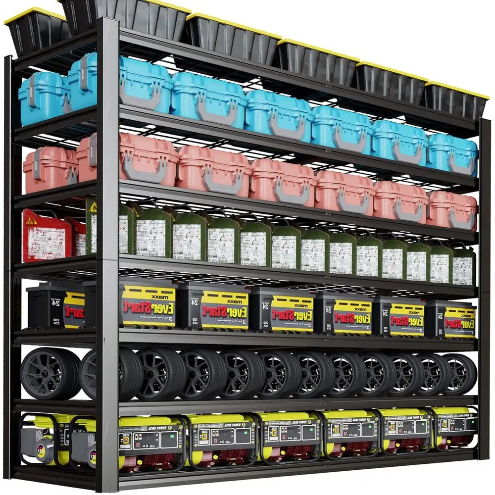 

Сверхпрочные 7-ярусные стеллажи для гаража, ширина 65 дюймов, регулируемая полка для хранения, 96 высота x 24 глубина, для коммерческого использования, склада или подвала