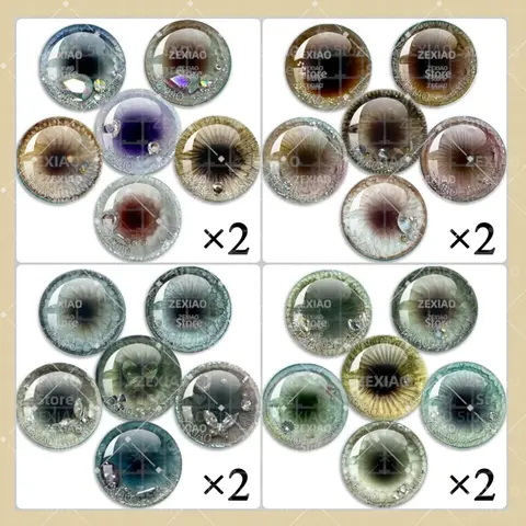 12Pcs Blythe Doll Eyes Classic Universal 14mm Thin Eyes Chips  Glass Dome Eyes Dragon Cat Eye Toys Jewelry MIX Pupil Eye MS008 ﻿