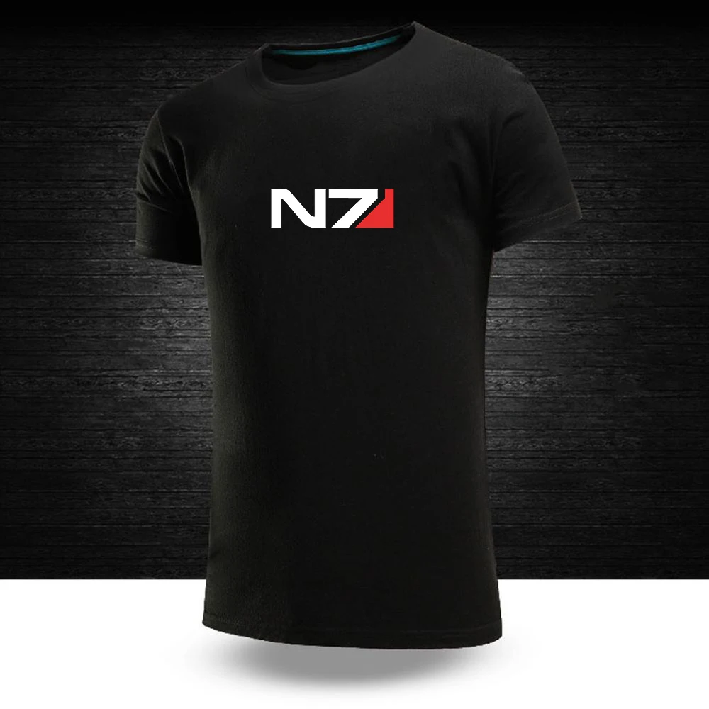 

New N7 logo fashion men's T-shirt shirt summer short sleeve contrast pattern casual clothes Harajuku comfortable fashion.