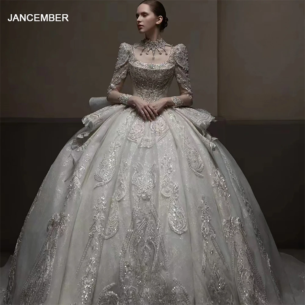 

Exquisite Ball Gown Women Wedding Dresses Elegant Shine Sequins Bridal Gowns Mopping Length Ball Vestidos De Novia Customized