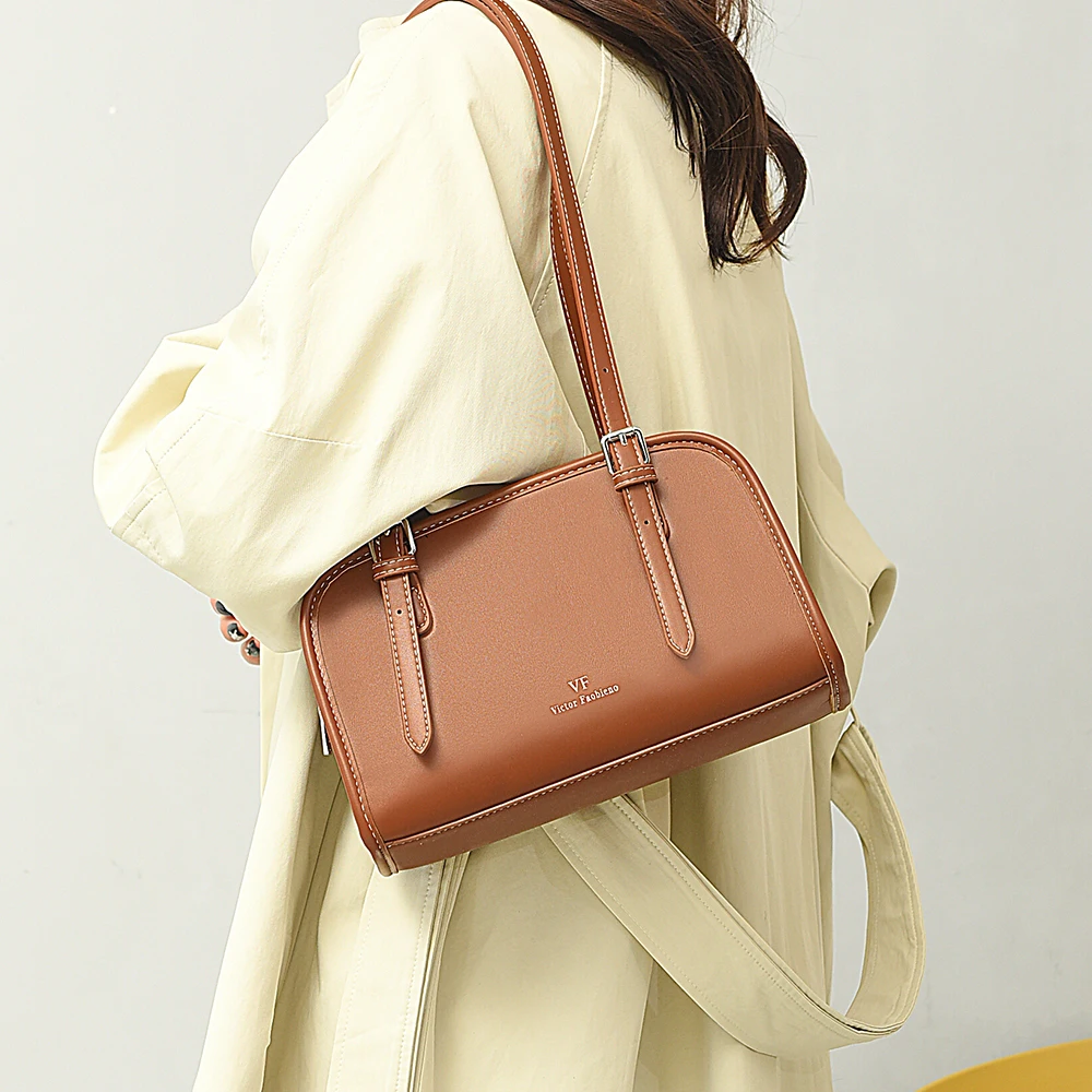 

New Fashion Solid Color Underarm Bags PU Leather Shoulder Bags for Women Luxury Design Small Handbag Female Simple Brand Handbag