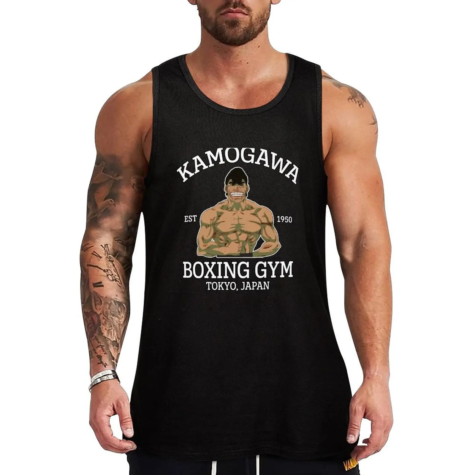 

Kamogawa Boxing Gym - Takamura Tank Top men clothings sleeveless shirt man gym Men's gym t-shirts anime