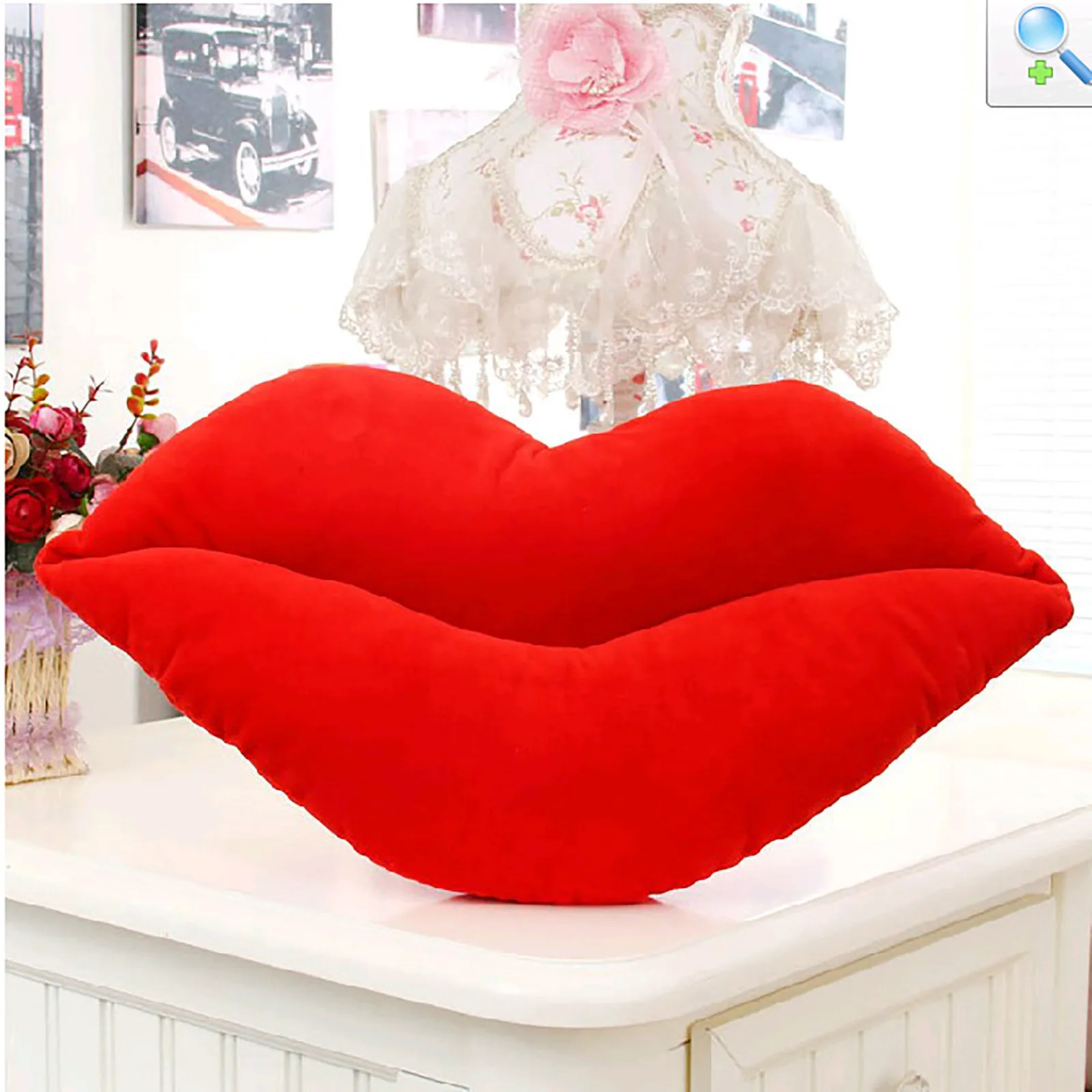 Valentine\'S Day Pink Lips Shaped Pillow Couple Plush Cushion Pillow Festival Celebration Party Supplies Romantic Gifts DIY 2024