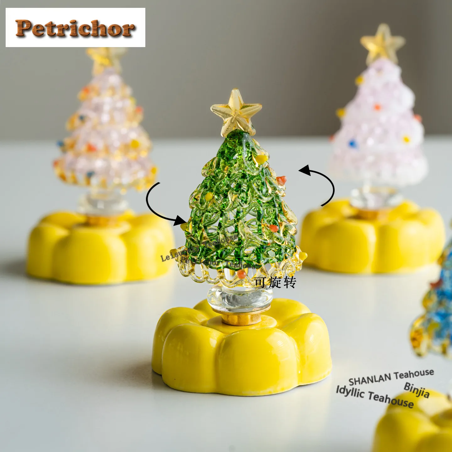 

Azure Stone Glazed Turning Christmas Tree Tea Pet Zen Fish Tank Landscaping Tea Figurine Play Toys Tea Statue Ornaments Gift