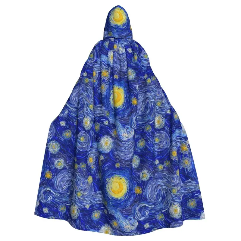 Unisex Hooded Cloak Van Gogh The Starry Night Art Cloak with Hood for Men Women Holiday Party Cosplay Robe Costumes for Adult