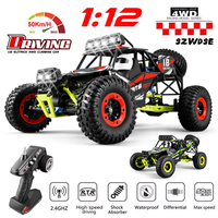 1:12 Scale 4WD RC Racing Car 50km/h High Speed Off-Road Remote Control Alloy Climbing Truck LED Light Buggy Boys Toys Kids Gift