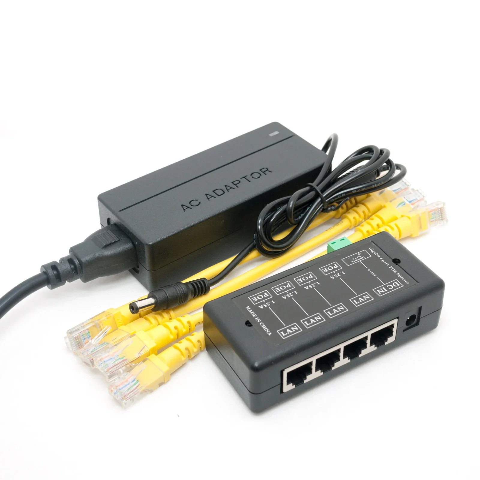 4 Ports Gigabit Passive PoE injector midspan Ethernet Adapter 24V3A 72Watt PSU