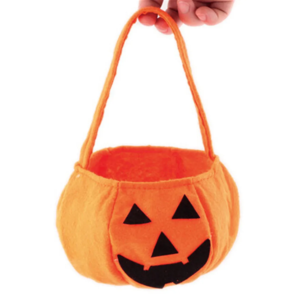 1-5PCS Halloween Pumpkin Bag Portable Prop 3D Non Woven Fabric Bag Candy Bag Halloween Product Light Pumpkin Snack Bag