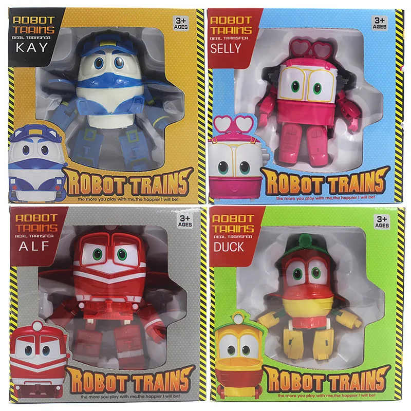 4pcs/set Transformation Anime Toys  Korean Train Family Robots Train Man Four Children Toys Gifts Birthday And Christmas