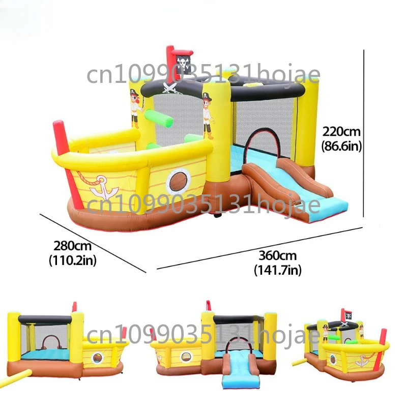 

Inflatable pirate ship trampoline, small children's naughty castle playground equipment, inflatable castle slide