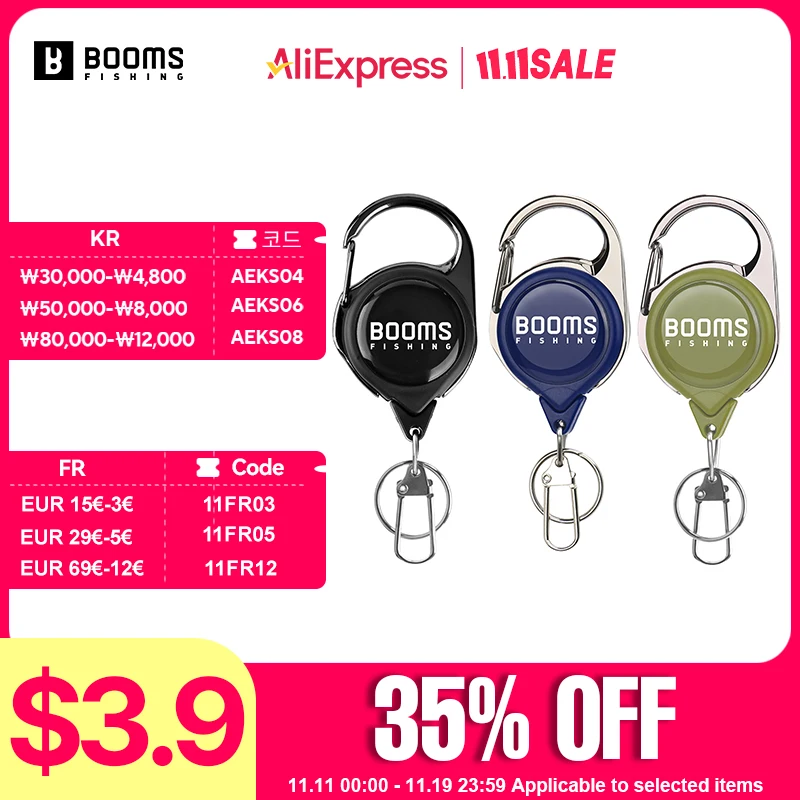 

Booms Fishing RG1 Retractable Key Chain with Gear Combo Cord Easy Release Badge Holder Fly Fishing Zinger Retractor Accessories
