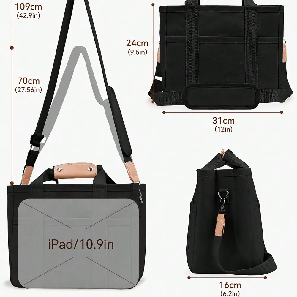 

Canvas Tote Bag With Multi-Pocket For Women, Stylish & Spacious Messenger Bag - Durable, High-Capacity, Versatile With