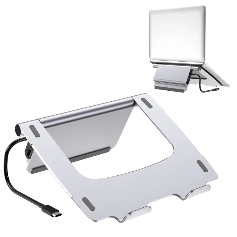 

Laptop Stand with USB C Hub 6in1 Docking Station HDMI-Compatible 4K 30Hz 100W Power Delivery USB3.0 Accessories for Macbook