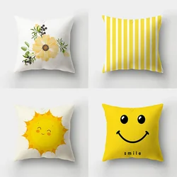 45x45cm Fashion Yellow Pillowcase Cartoon Sun Duck Animal Flower Plant Cushion Cover Sofa   Home Decoration