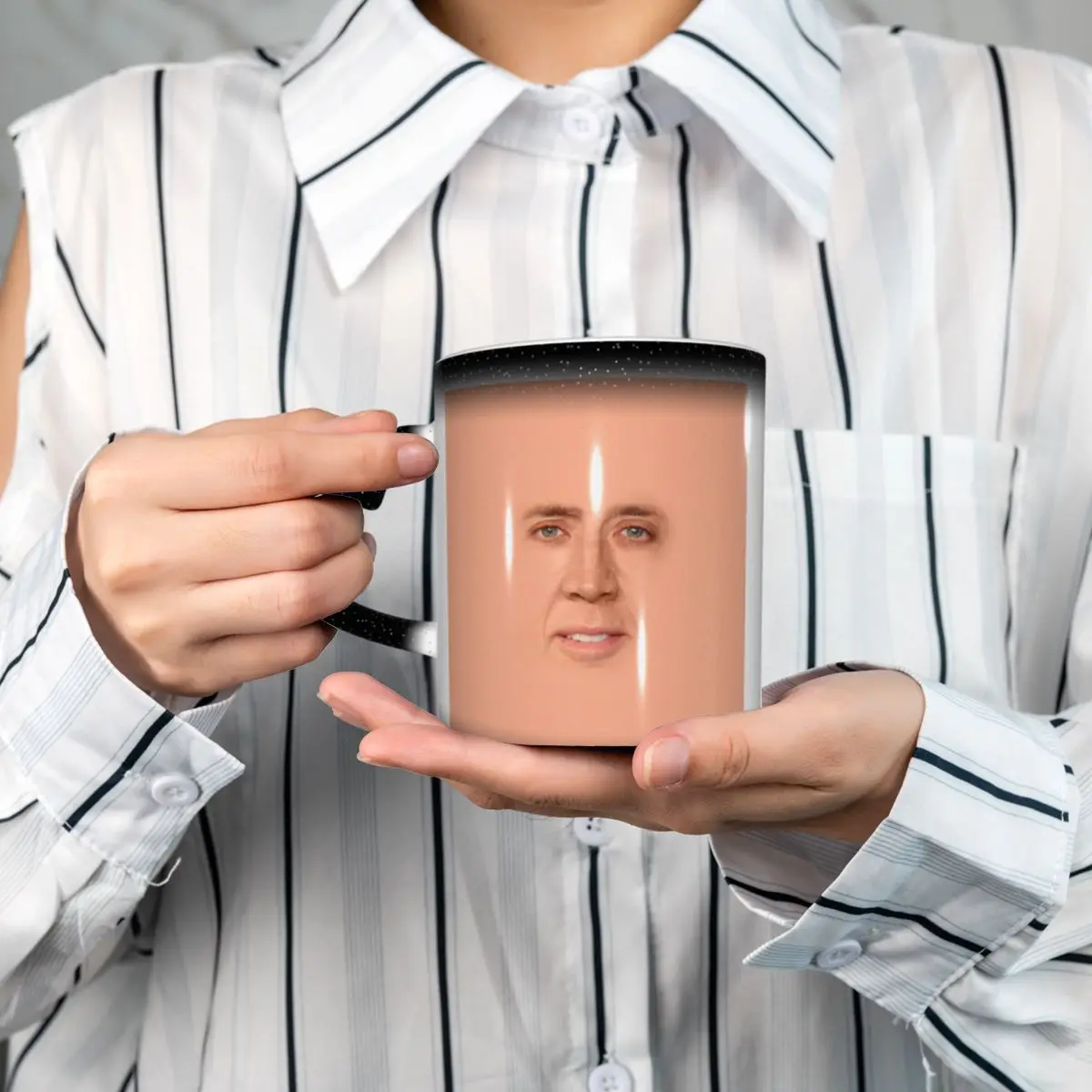 Nicolas Cage - Face Mug Funny Ceramic Coffee Cups Tea Mugs Milk Cup Drinkware Gifts for Friends
