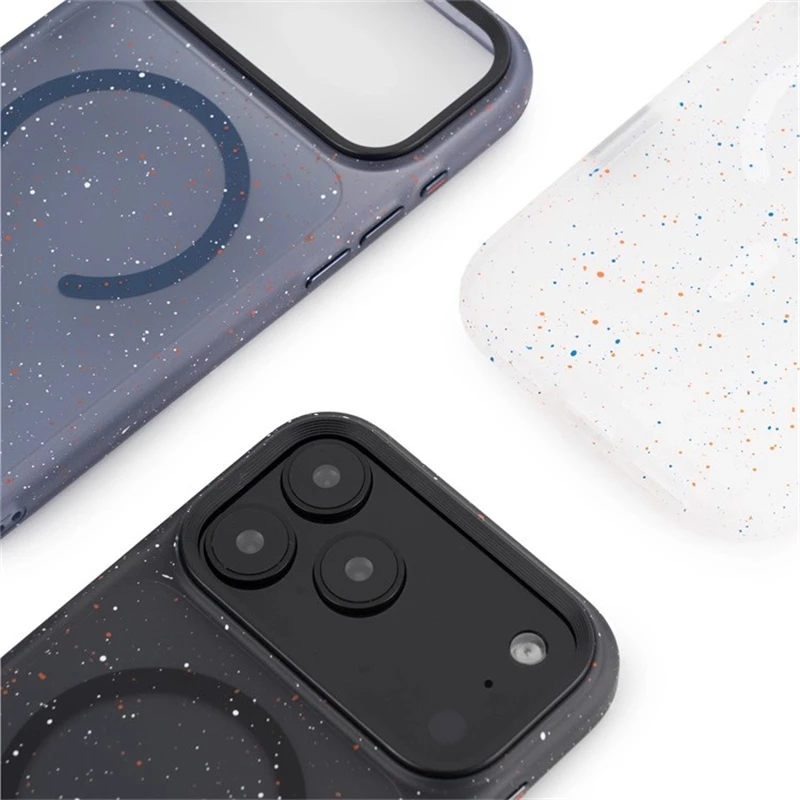 Casing Anti-Shock Magsafe dengan Tombol Kamera Sentuh Aktif untuk iPhone 17Pro Max 17Pro Air, Pola Titik Tinta Seni, Mendukung Pengisian Daya Nirkabel