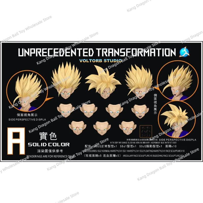 LEFMA&RECUSTOM Voltorb Studio Dragon Ball Super Saiyan 2 Son Gohan Battle Damaged Head Accessories Anime Action Figure Toys Gift