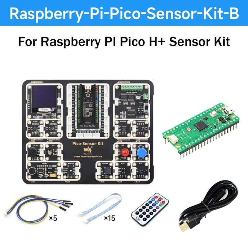 

FULL-Waveshare 15 In 1 Sensors Modules Entry Level Sensor Kit With Expansion Board For Raspberry Pi Pico Series Motherboards