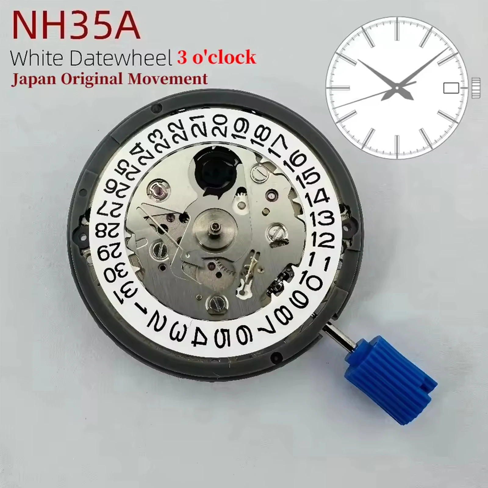 New Original Japan NH35 Automatic Mechanical 24 Jewels Movement High Accuracy White Datewheel 3:00 24 for Seiko NH35A Movement