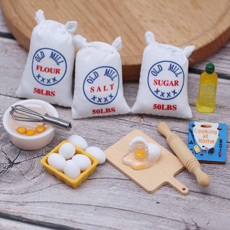 （Summer6）1 Set Dollhouse Miniature Simulation Whisk Flour Bag Modle DIY Doll House Accessories Furniture Decor