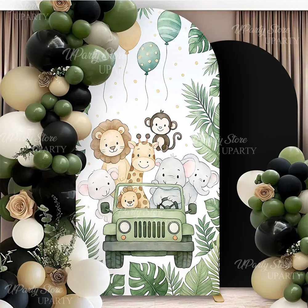 

Jungle Animals Arch Cover 2M Single Sided Chiara Arch Stand Cover for Safari Animal Wild One Birthday Baby Shower Backdrop Decor