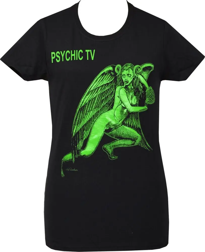 Psychic TV Women's T-Shirt Val Denham PTV Angel Demon Industrial MusicLuxury Brand Retro Oversized clothing high quality 100% co