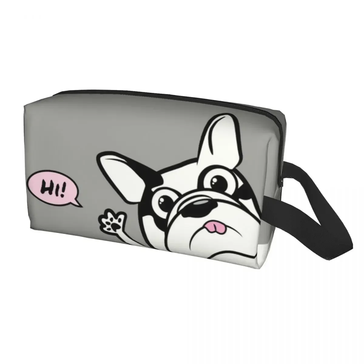 French Bulldog Says Hi Makeup Bag for Women Travel Cosmetic Organizer Cute Love Puppy Animal Pet Storage Toiletry Bags