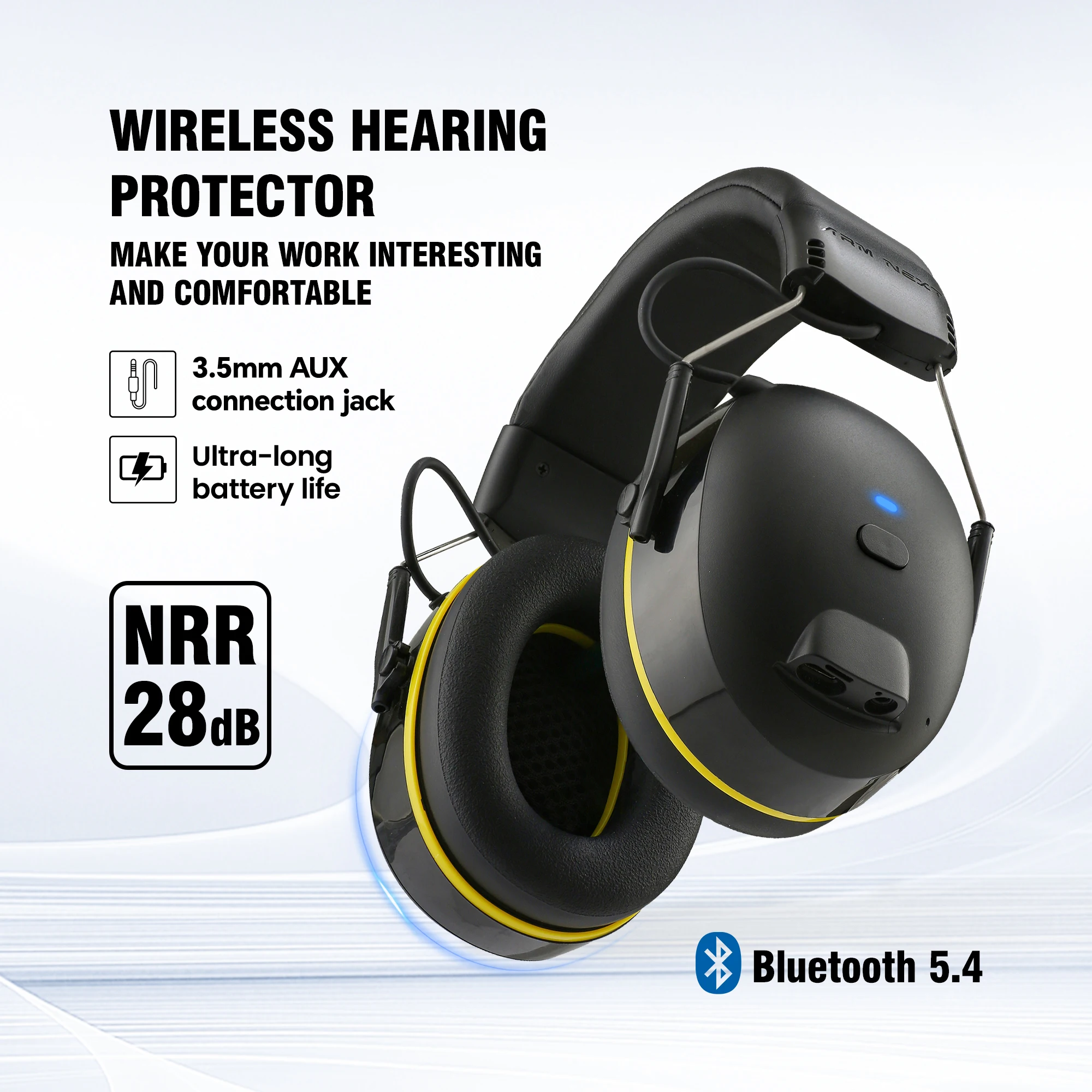 ARM NEXT BT1 Wireless Hearing Protector – 28dB NRR Noise Reduction | Bluetooth 5.4 Headset with 60H Battery & Type-C Fast Chargi