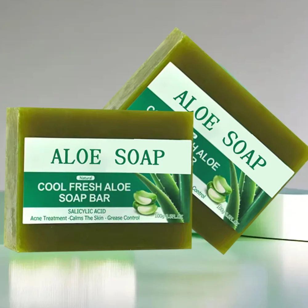 Aloe Brightening Soap Bar, Reduce Dark Spots, Sun Spots, Acne, Oil Control, Clean Stains, Exfoliation, For Face and Body