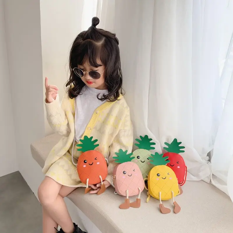 Baby Kids Meisje Ananas Schoudertas Cartoon Schattige Vruchten Opslag Crossbody Messenger Tassen Kid Cadeaus