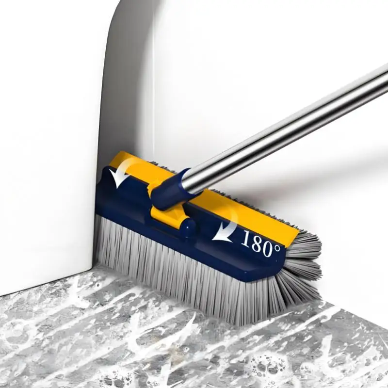 Cepillo para fregar pisos 3 en 1 con mango largo, escobilla de goma ajustable y extraíble, herramientas para limpiar azulejos de cocina y baño, cepillo de limpieza mágico.