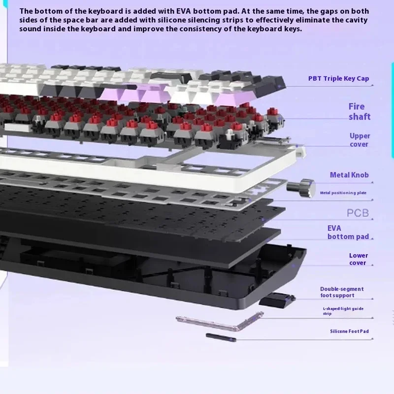 THUNDEROBOT-Teclado mecánico T96, dispositivo con eje óptico, cableado PBT, conexión en caliente, RGB, de larga resistencia, Esports, accesorios para PC