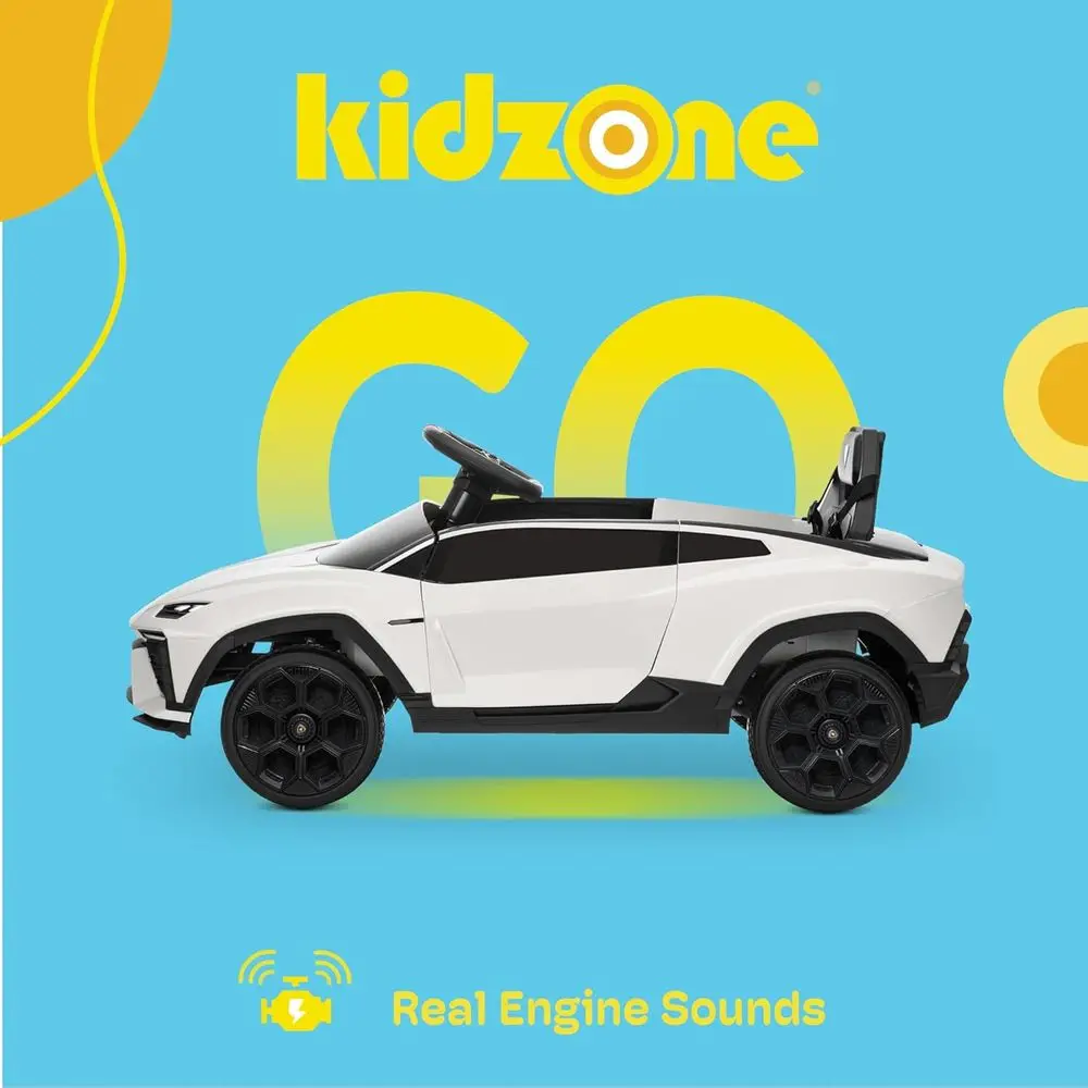 Jouet de voiture de sport alimenté par batterie Lamborghini Lanzador sous licence 12 V pour enfants avec télécommande et manuel pour parents, blanc