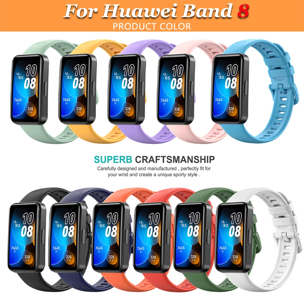 Silicone Watch Strap For Huawei Band 8 Replacement Strap For Huawei Band 7 Strap Correa Bracelet