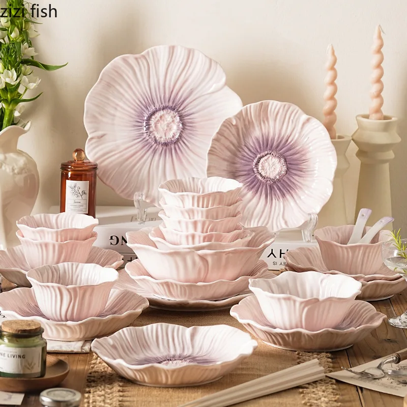 

Керамическая чаша с фиолетовым цветком, обеденная тарелка, тарелки для суши, миска с фруктами, салатники, десертная тарелка, тарелки для супа, блюдо для сашими, кофейная чашка