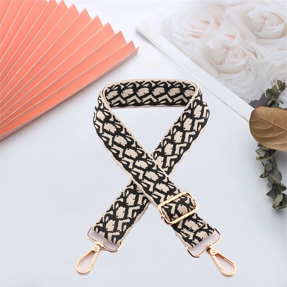 Bag Strap For Crossbody Nylon Strong Fashion Ethnic Style Handbags Accessories  Jacquard Woven Pattern Adjustable Shoulder Strap