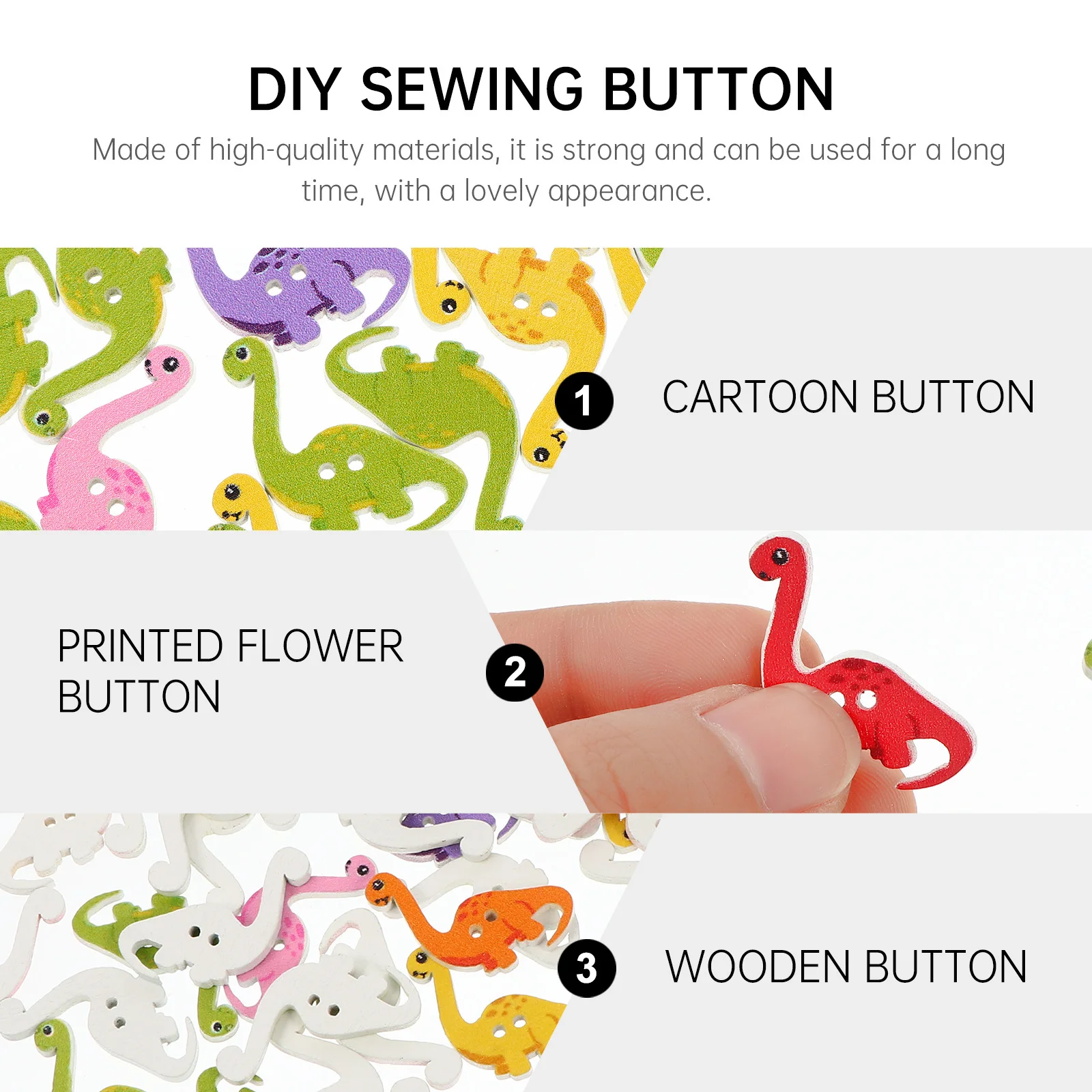 

100Pcs Dinosaur Buttons Sewing Small Wooden Cartoon Design Sewing Fasteners for DIY Handmade Crafts Scrapbook Decoration