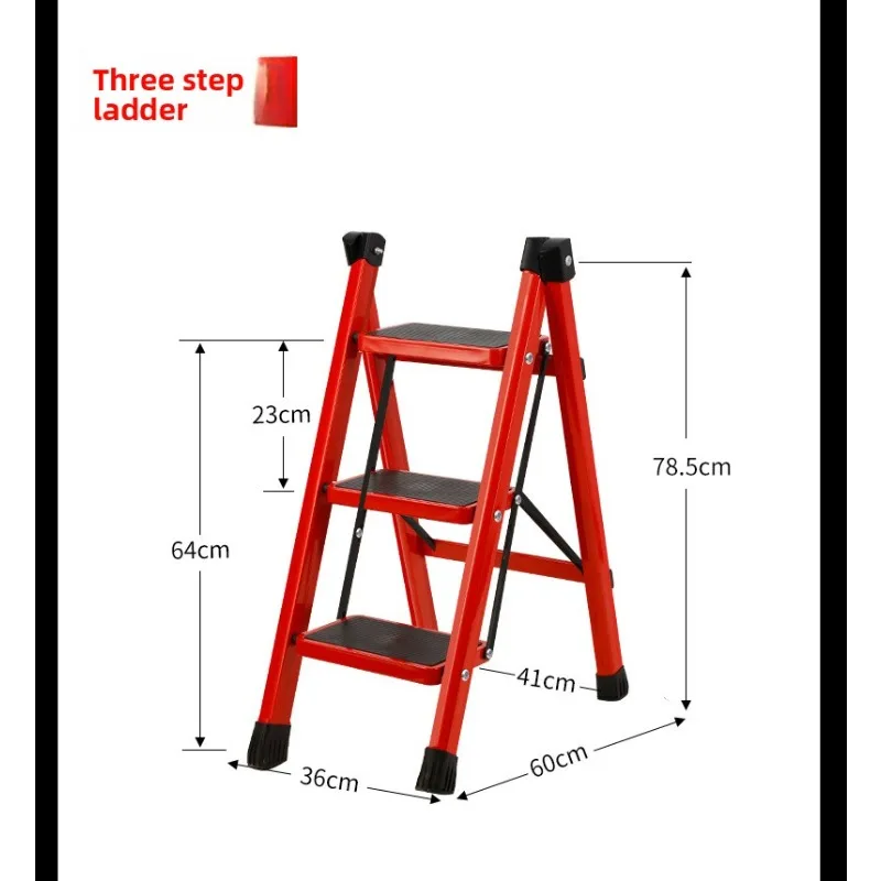 Lightweight Three Step Ladder Folding Home Use Easy Storage Compact Reachable Heights Multi Compact Folding Step Ladder Purpose