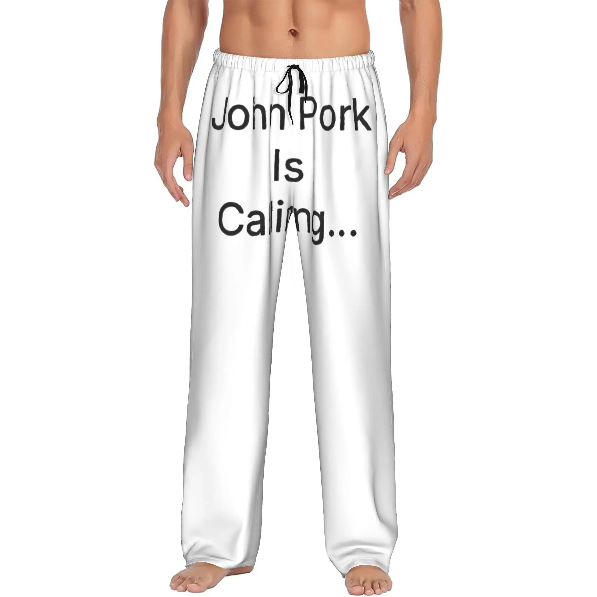 Custom John pork is calling Pajama Pants Men Funny Pig Lounge Sleep Stretch Sleepwear Bottoms with Pockets