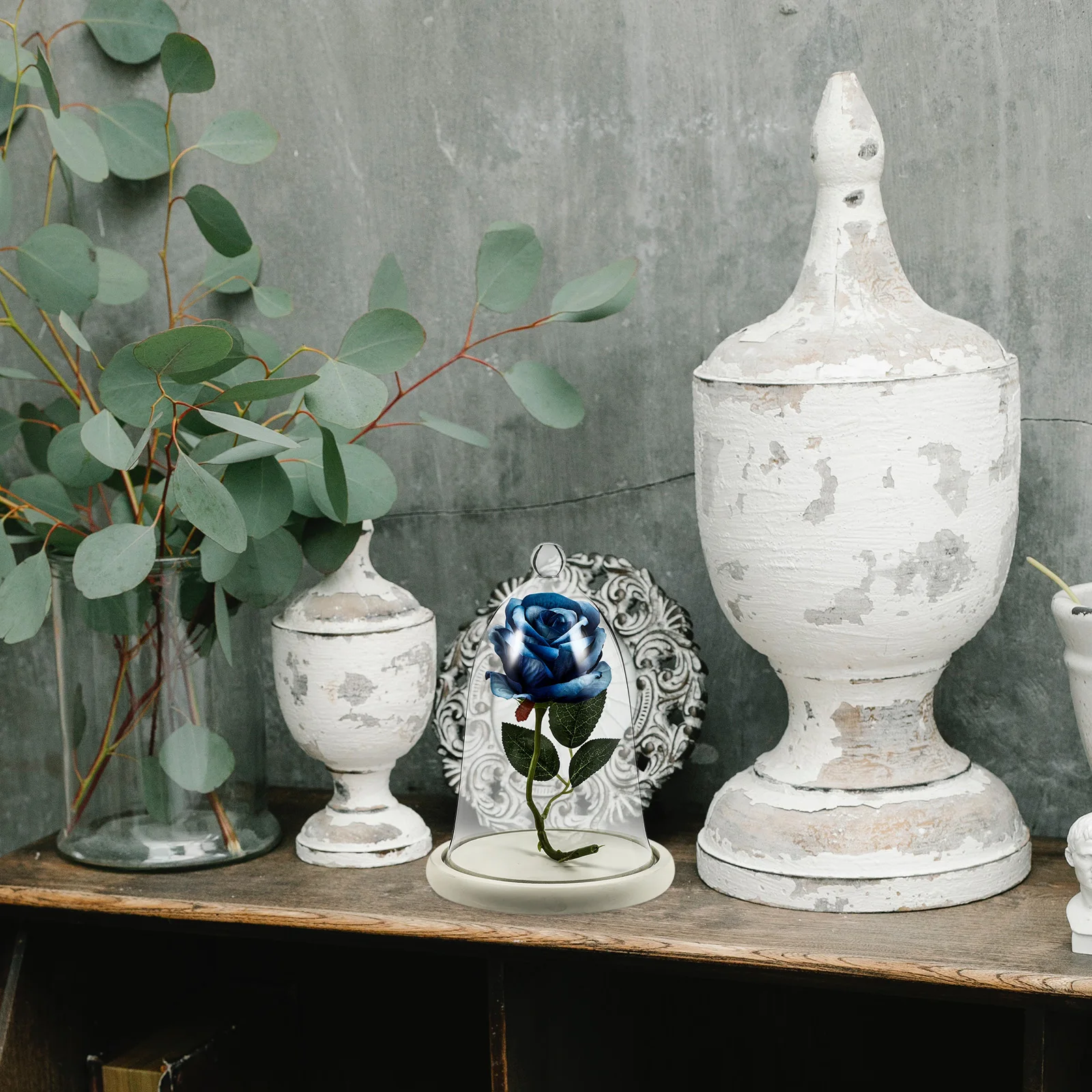 

1Set Glass Preserved Flower Cover Elegant Dried Flower Glass Dome Decorative Display for Bedroom Living Room Office Study