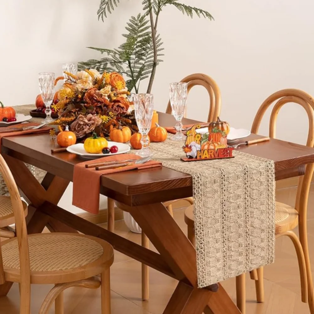 

Exquisite Ramie Boho Table Runner Rustic Style Rectangular Table Cloth with Tassel Braided Dining Table Decoration Holiday