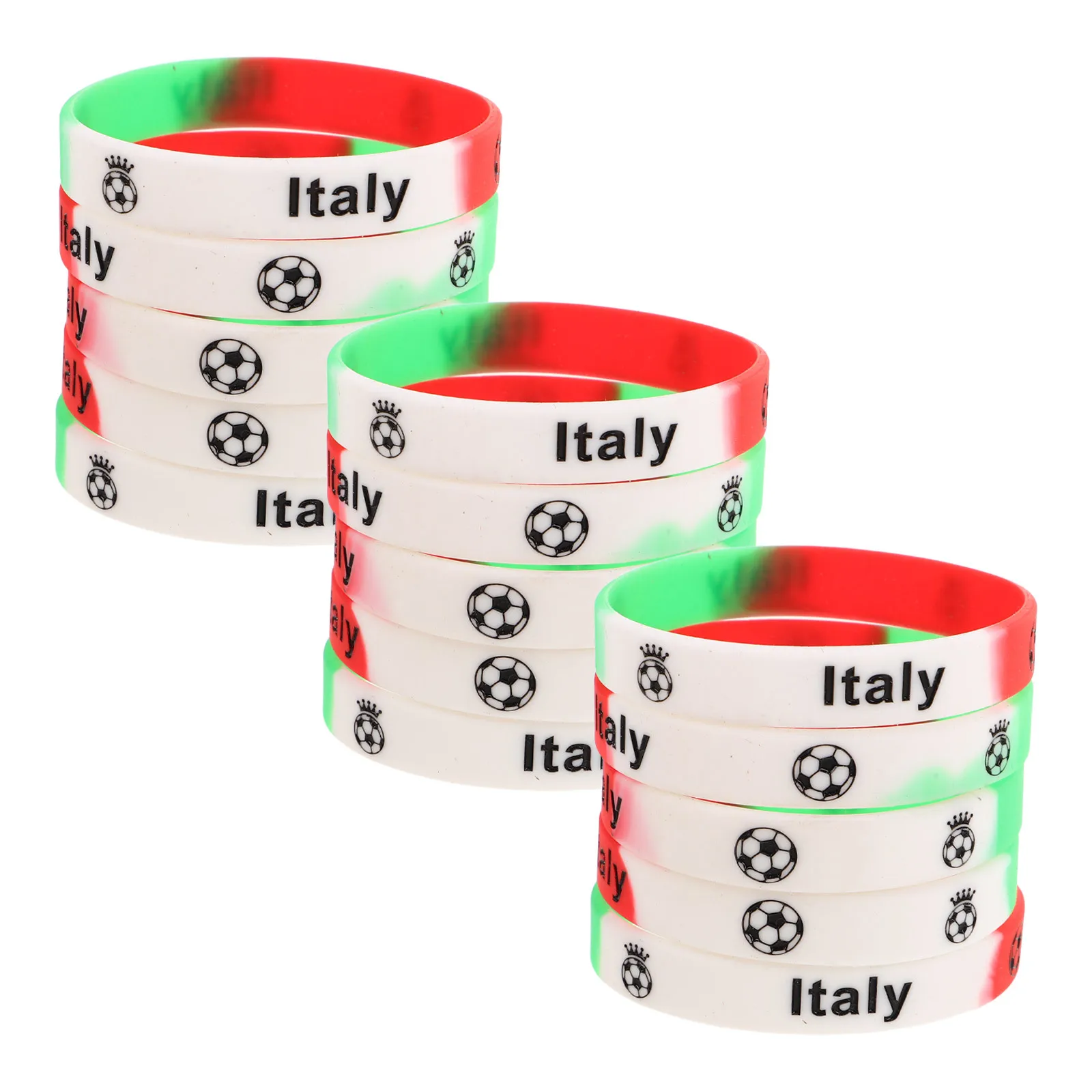 

15Pcs Flag Wristbands Italy Design Silicone Bracelets Comfortable Sports Soccer Wristband for Events Fans Party Favors Bulk