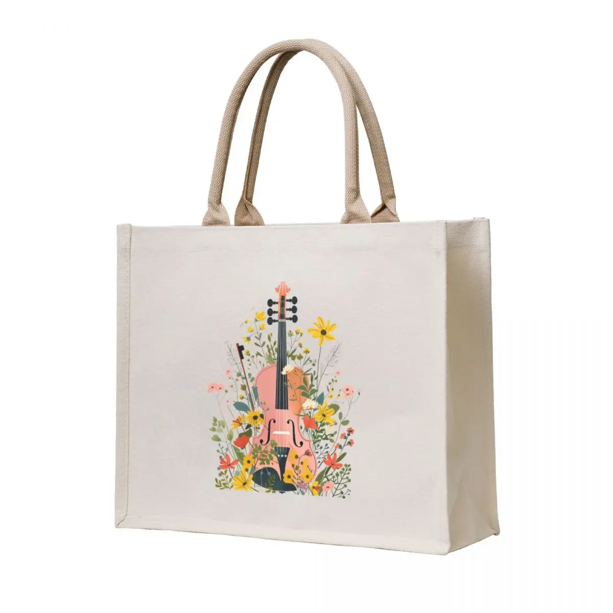 

Floral violin Tote Bag canvas tote Women's shopper bag Beach bag Gift bags
