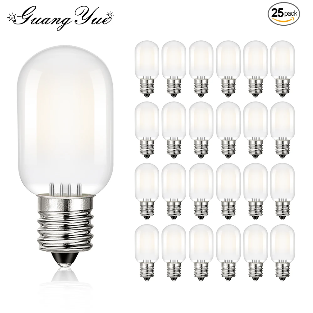 25pcs Dimmable LED Bulbs Natural White Warm White Cold Light T22 1W Frosted Glass 7W Equivalent Candle LED Filament Bulb